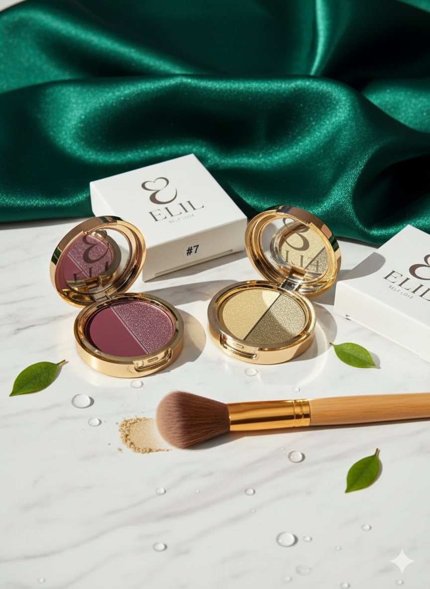 ELIL Dual Dance Eye Shadow compacts with a makeup brush for holiday shimmer eyes