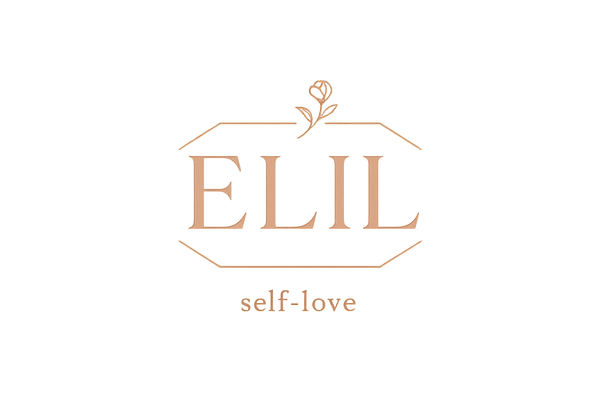 create an elegant beauty brand logo name ELIL tagline self-love